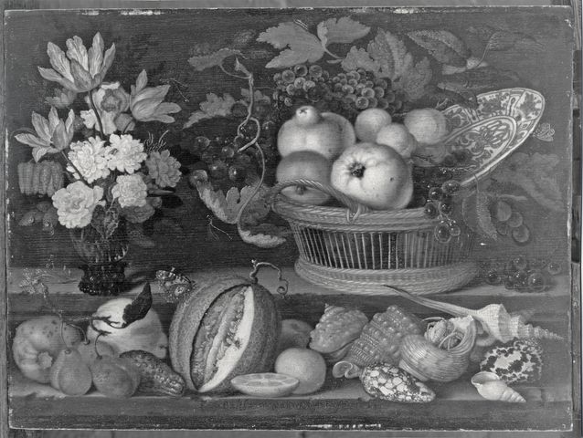 Sotheby's — Balthasar van der Ast - sec. XVII - Natura morta con cesto di frutta, vaso di fiori, conchiglie e insetti — insieme